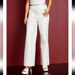Royalty by Maluma x Macys Ivory Quilted Pants Women's Size‎ 8 High Waist New